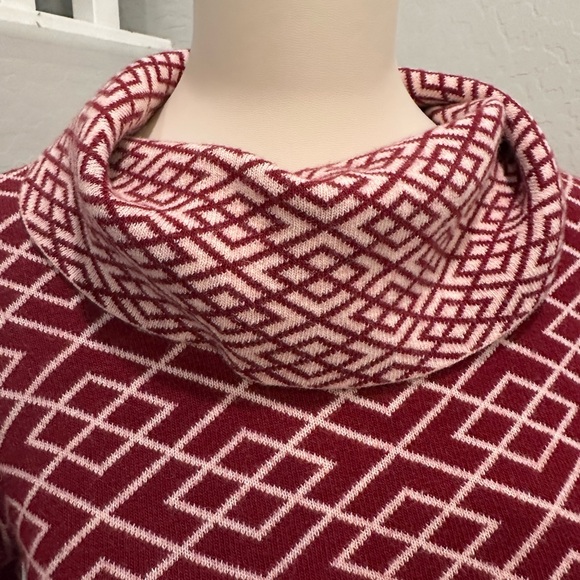 Anthropologie Moth Burgundy Geometric Sweater - Picture 4 of 7